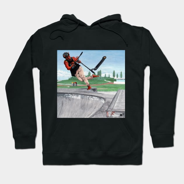 German Kobold Scooter Tricks Fantasy Artwork Hoodie by Helms Art Creations